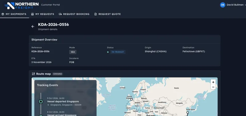 Koda Customer Portal - branded portal where customers track their own shipments